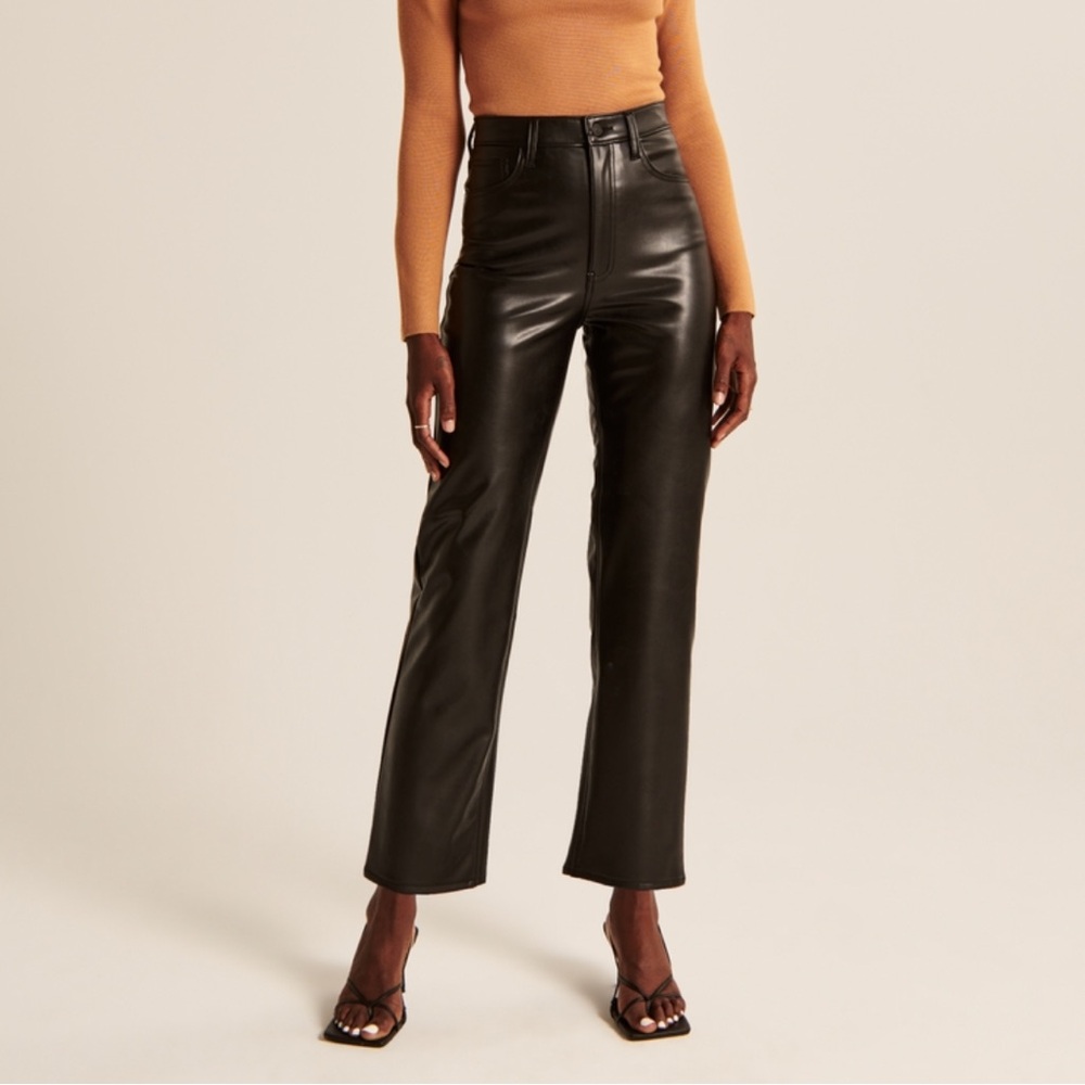 Abercrombie & Fitch Vegan Leather Ankle Straight Pant